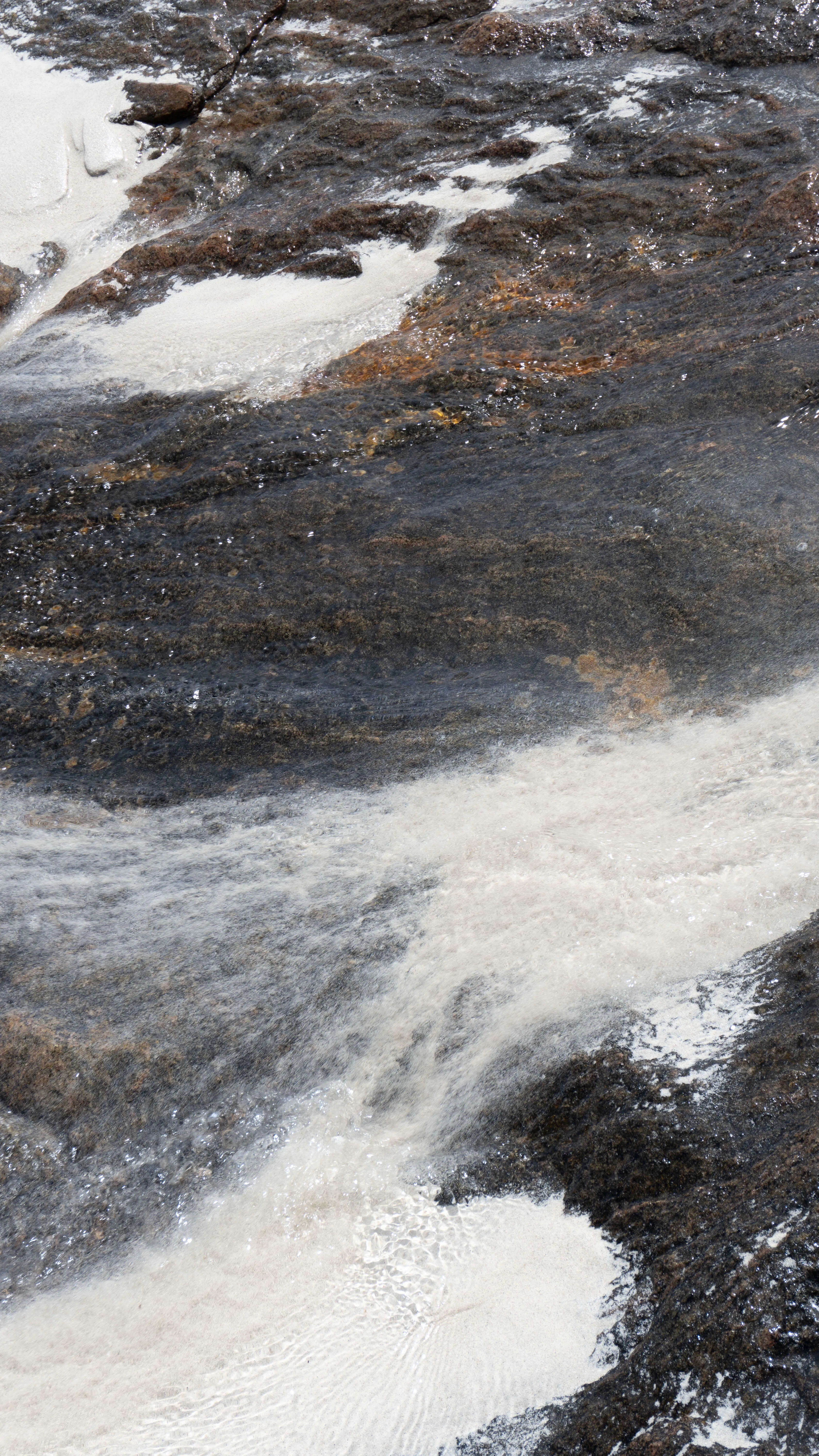 water on stone and sand