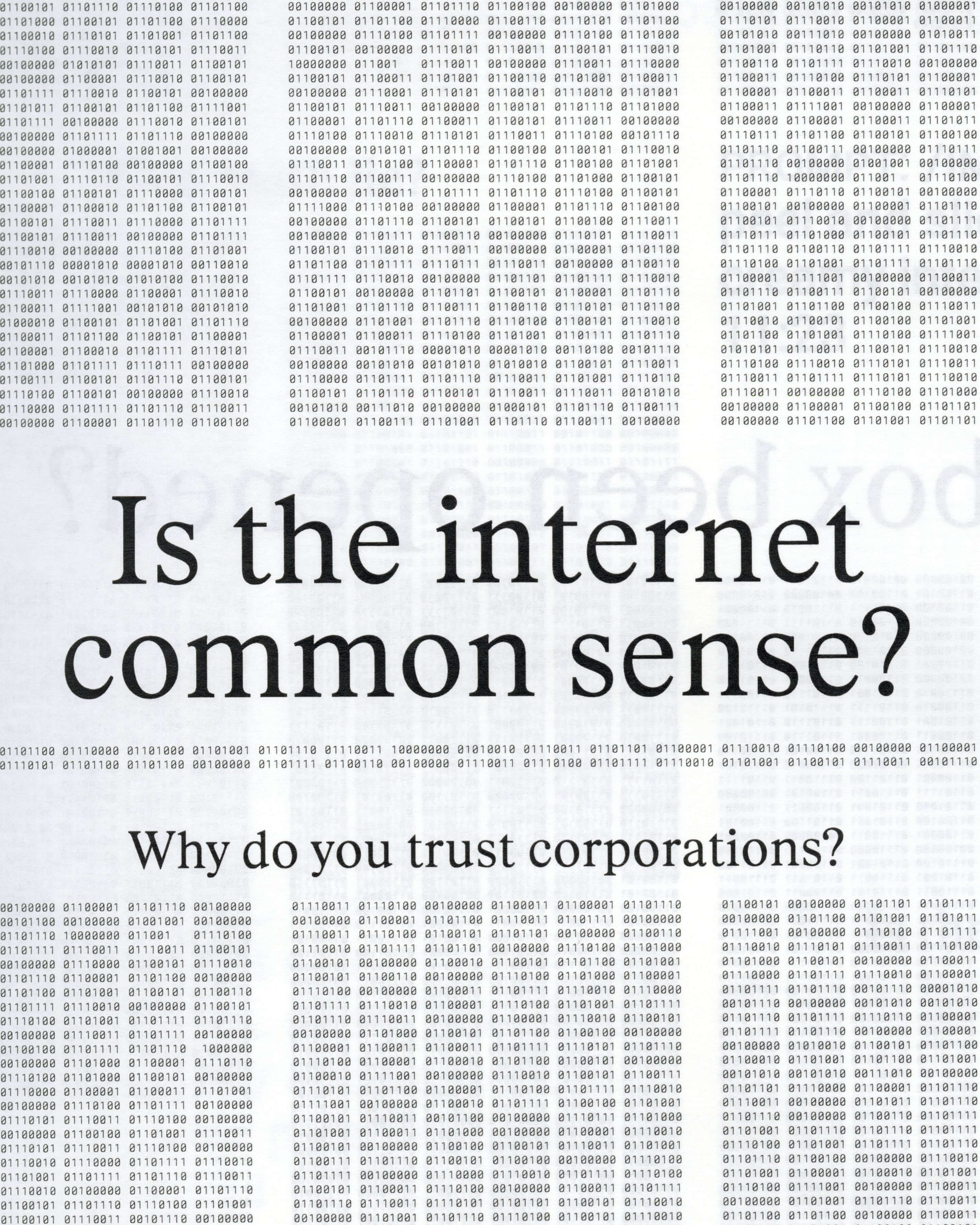 page detail with text: Is the internet common sense? Why do you trust corporations?