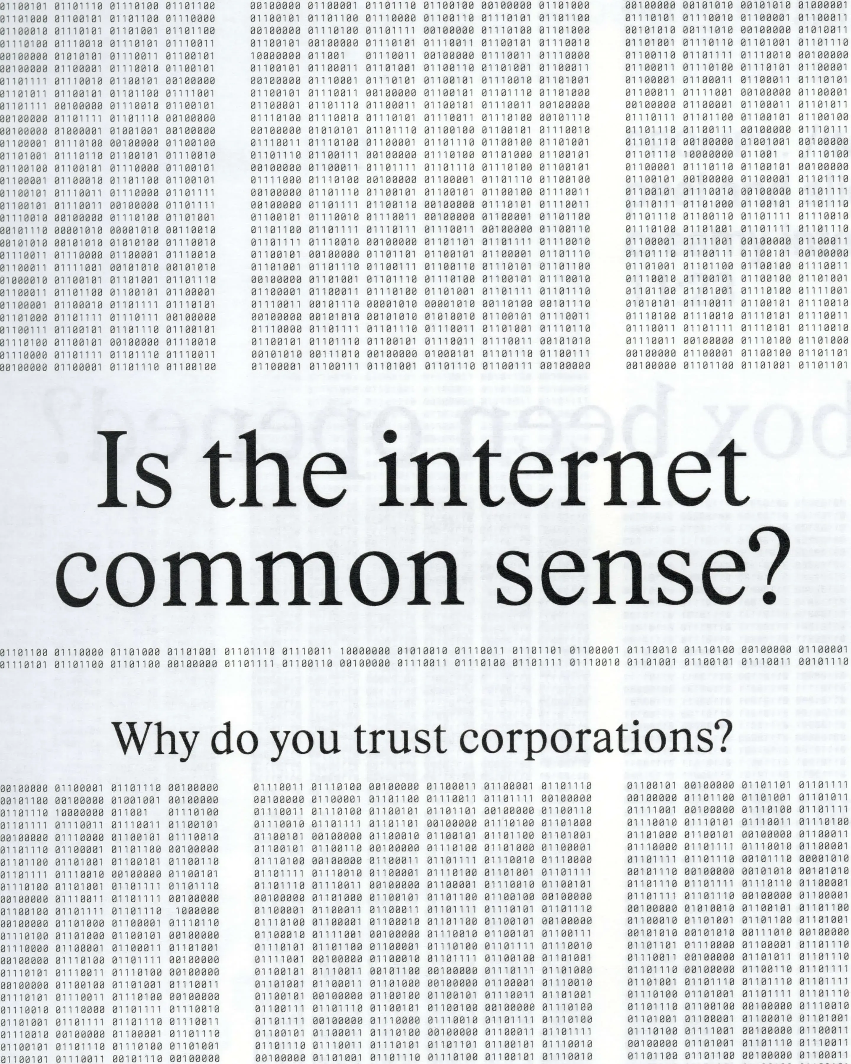 page detail with text: Is the internet common sense? Why do you trust corporations?