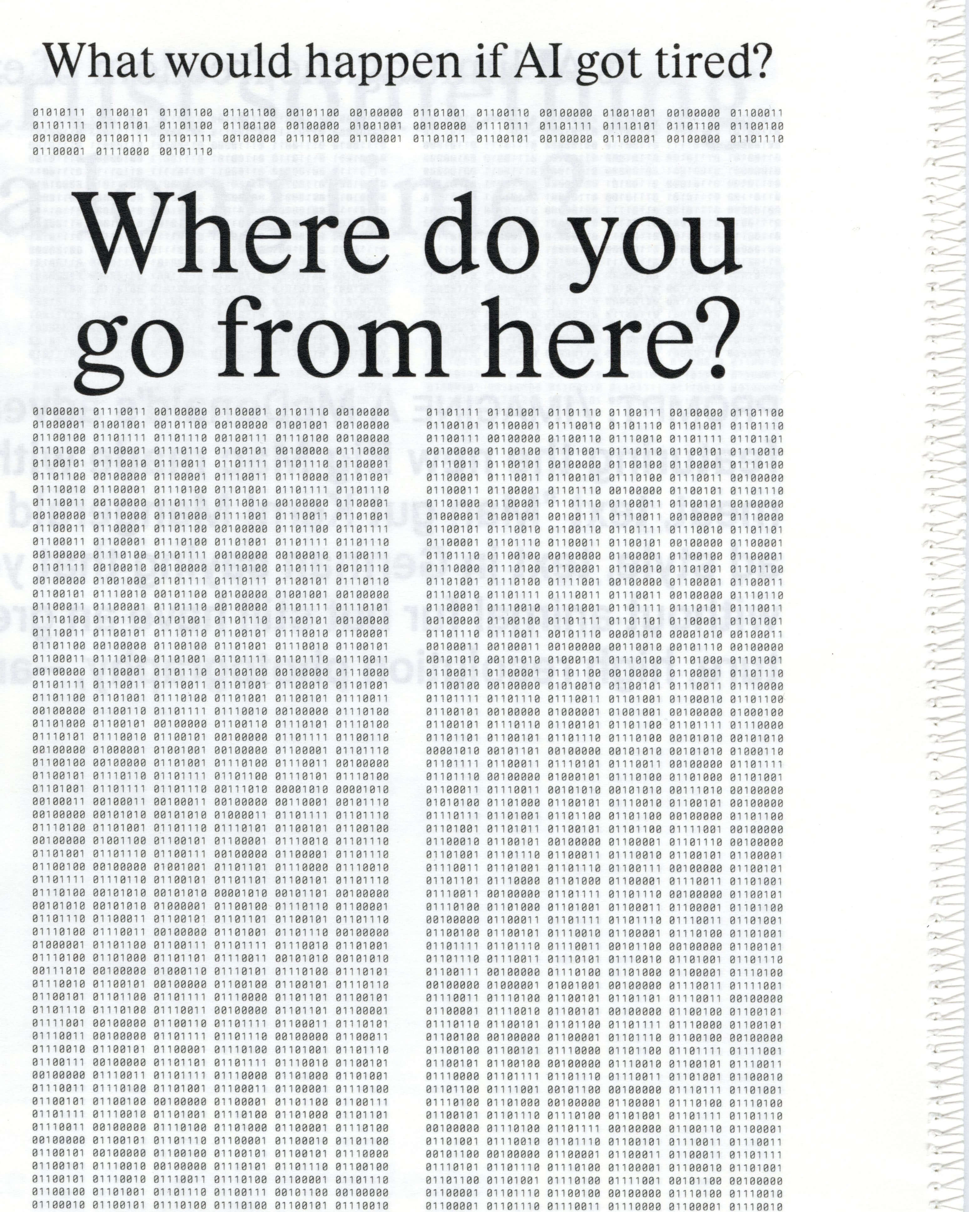 page detail with text: What would happen if AI got tired? Where do you go from here?