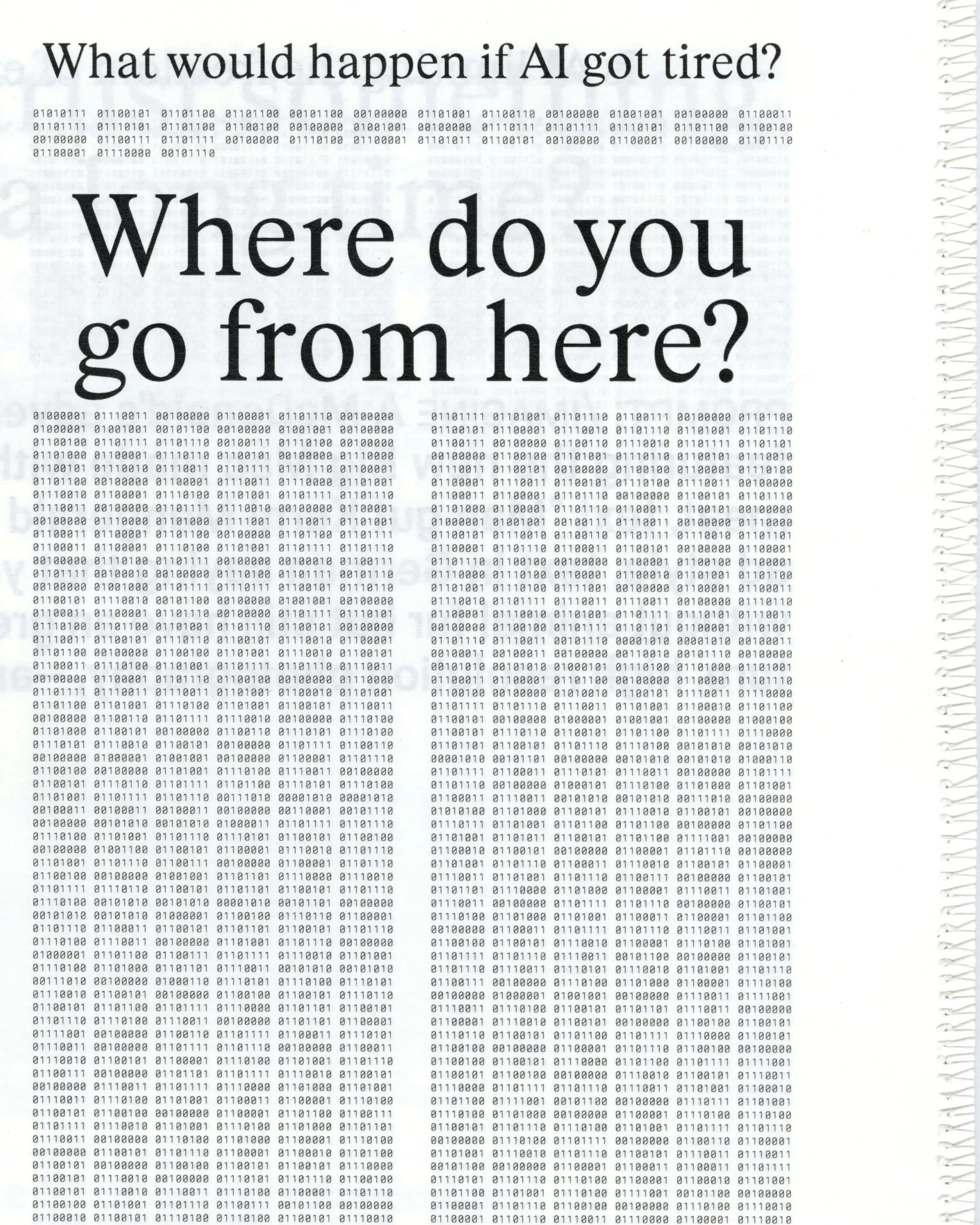 page detail with text: What would happen if AI got tired? Where do you go from here?