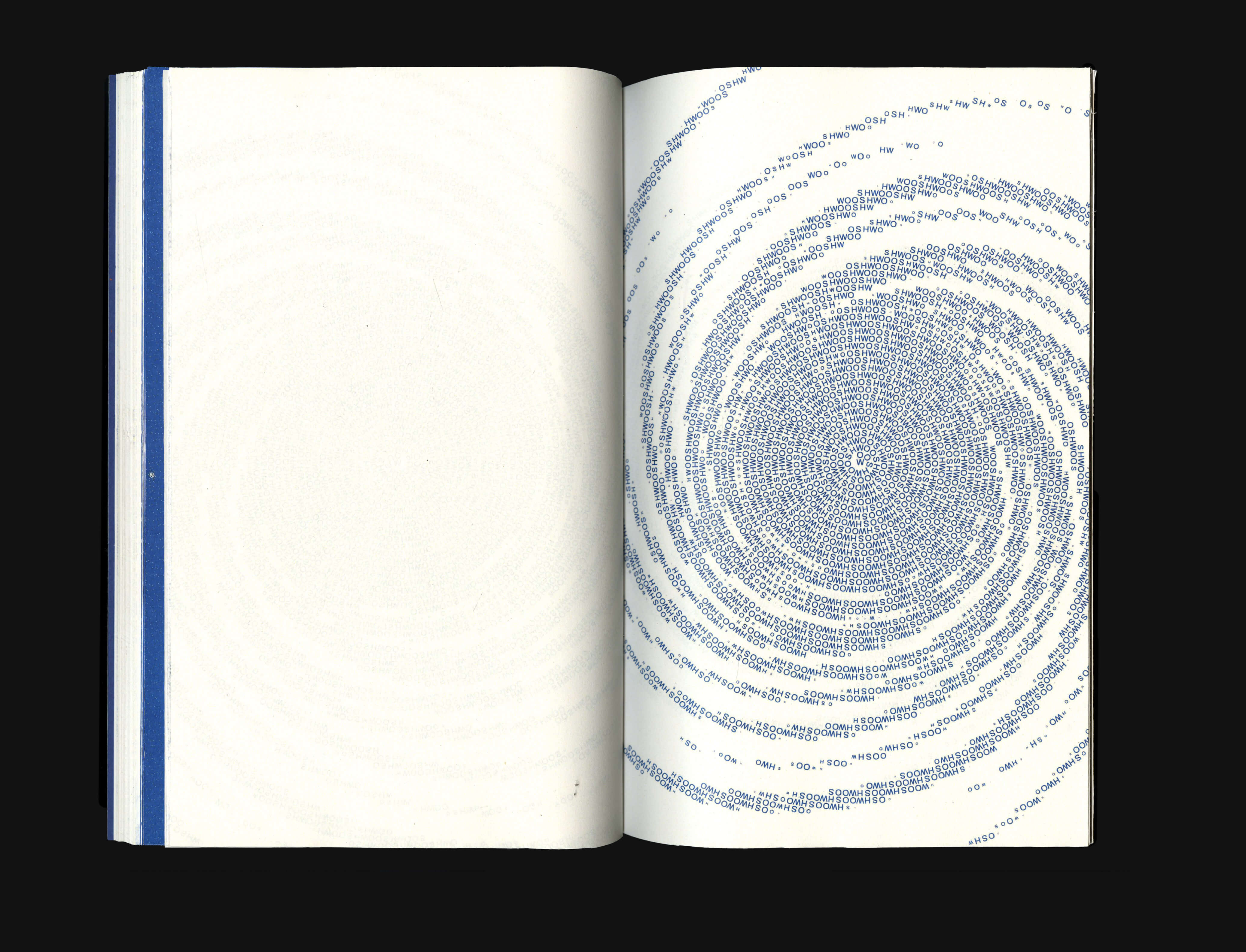 typographic spiral with word woosh
